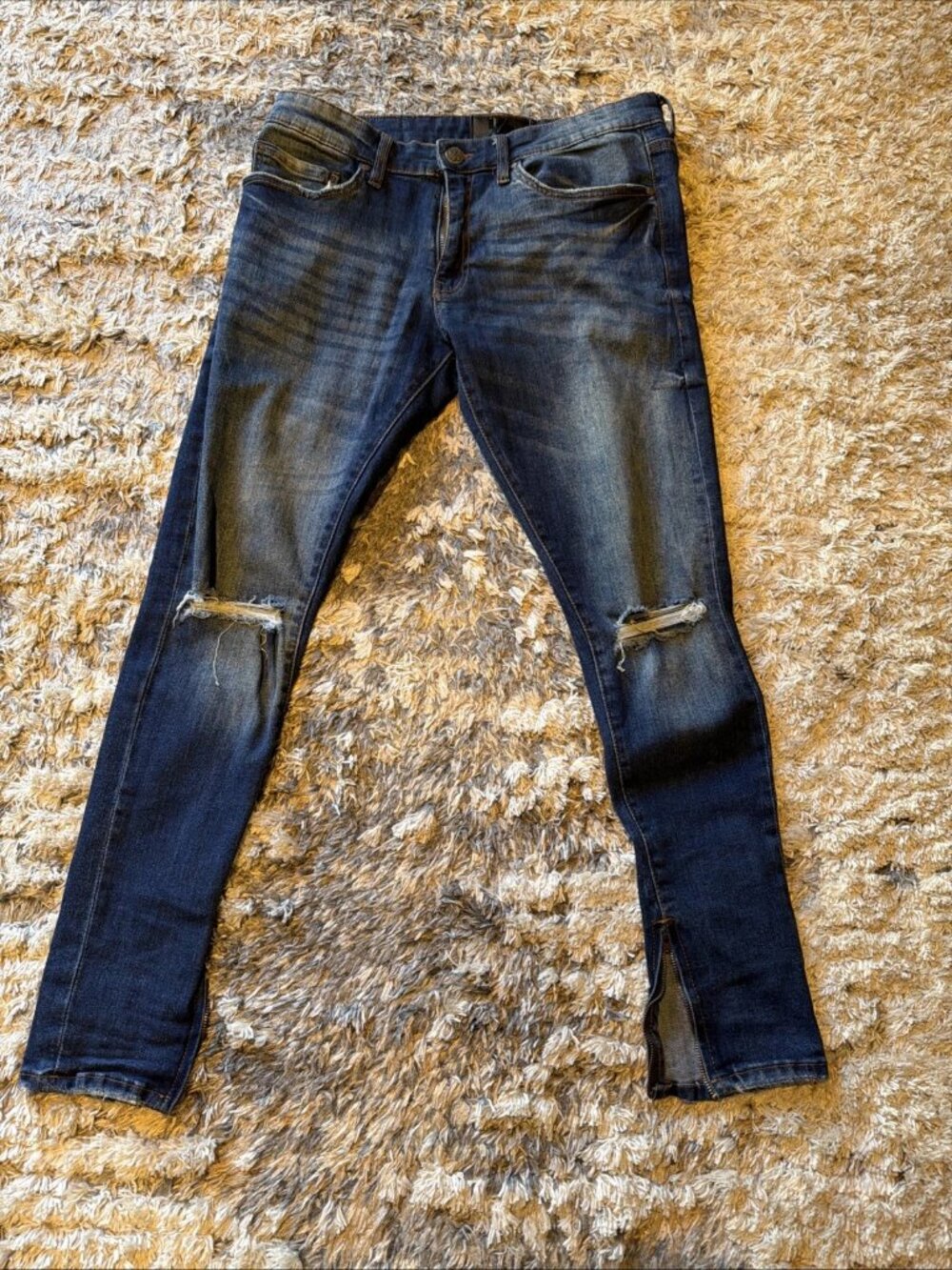 YoungLA Distressed Skinny Jeans Ankle Zip Men’s 34x30
